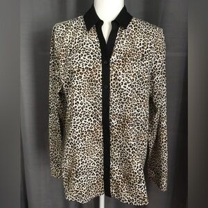 NEW! Chico's No-Iron 100% Cotton Leopard Print Caroline Shirt LARGE (Chico's 2)